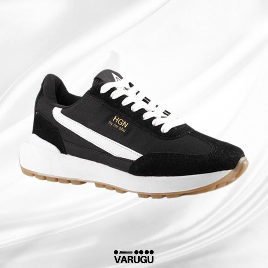 Tenis HGN negros con suela blanca para dama