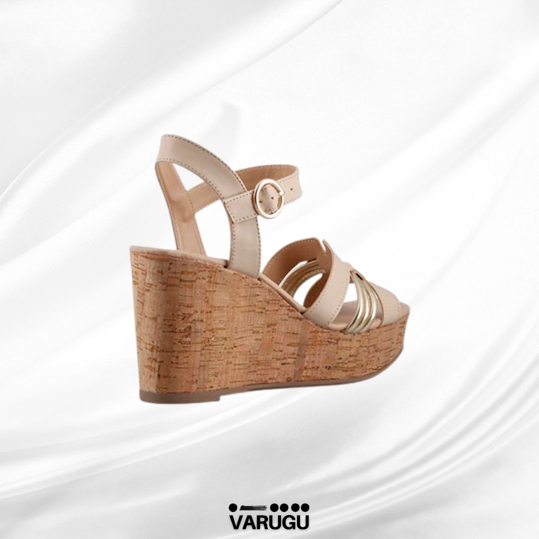 Zapatilla tacón corrido beige