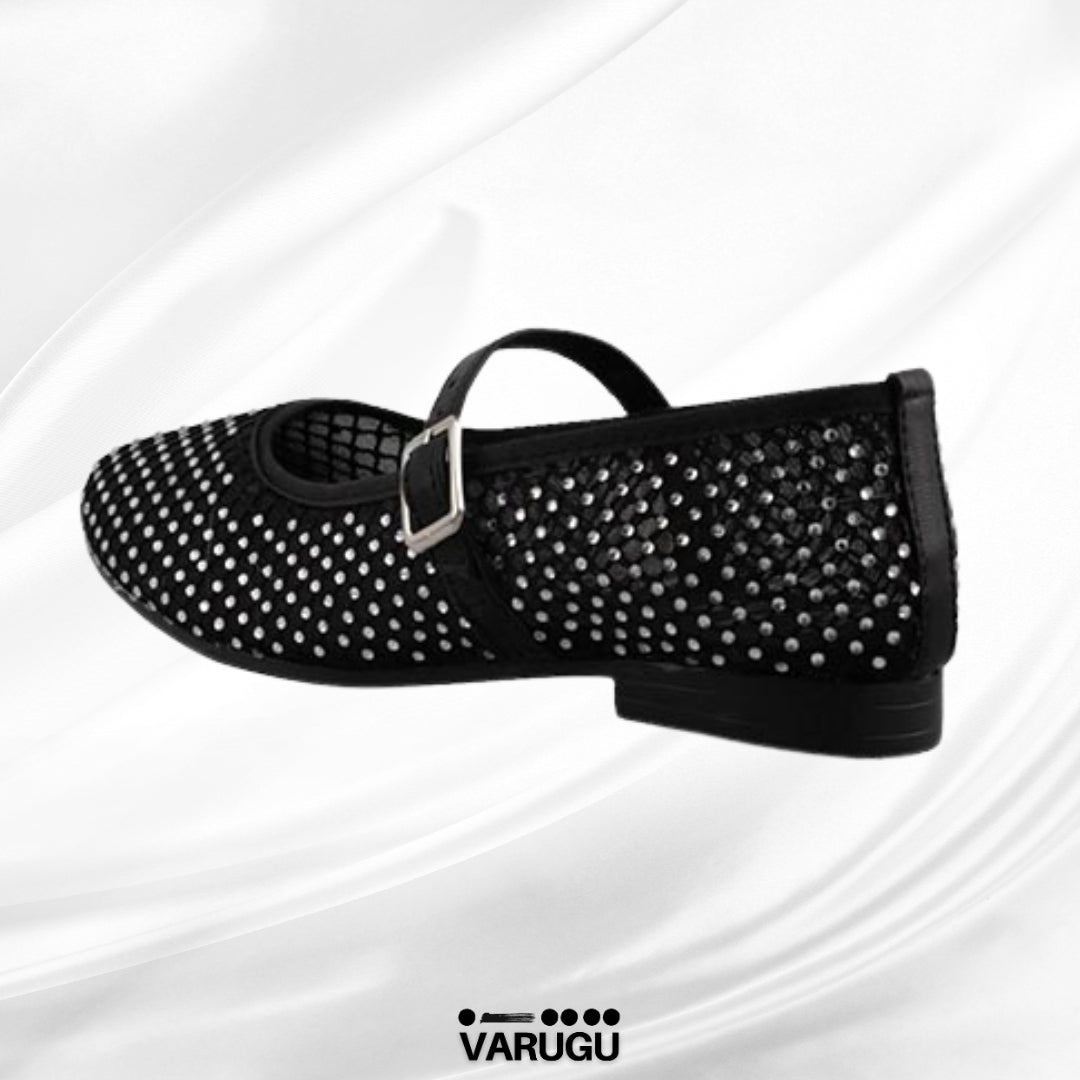 Flats negros con cristales para dama