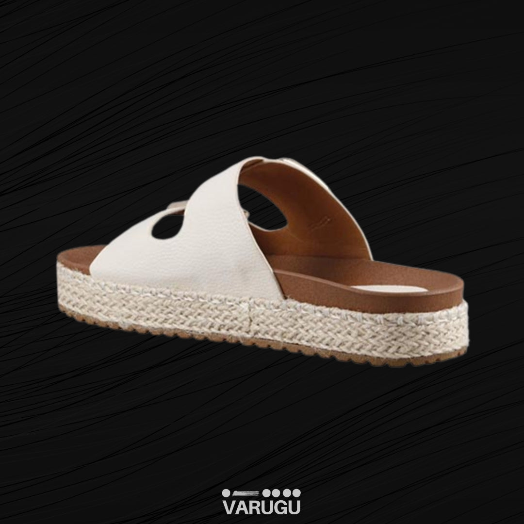 Sandalias con doble hebilla y tejido a los costados