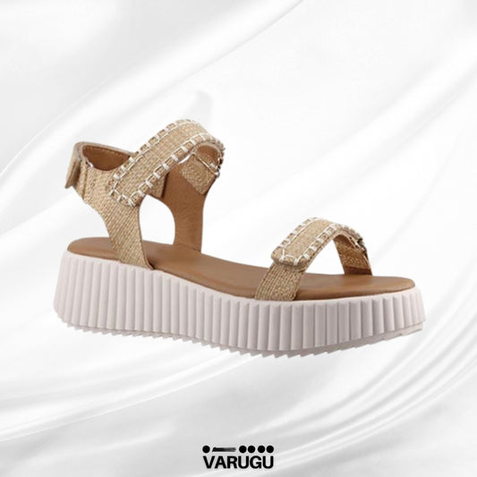 Sandalias para dama con cintas plegables