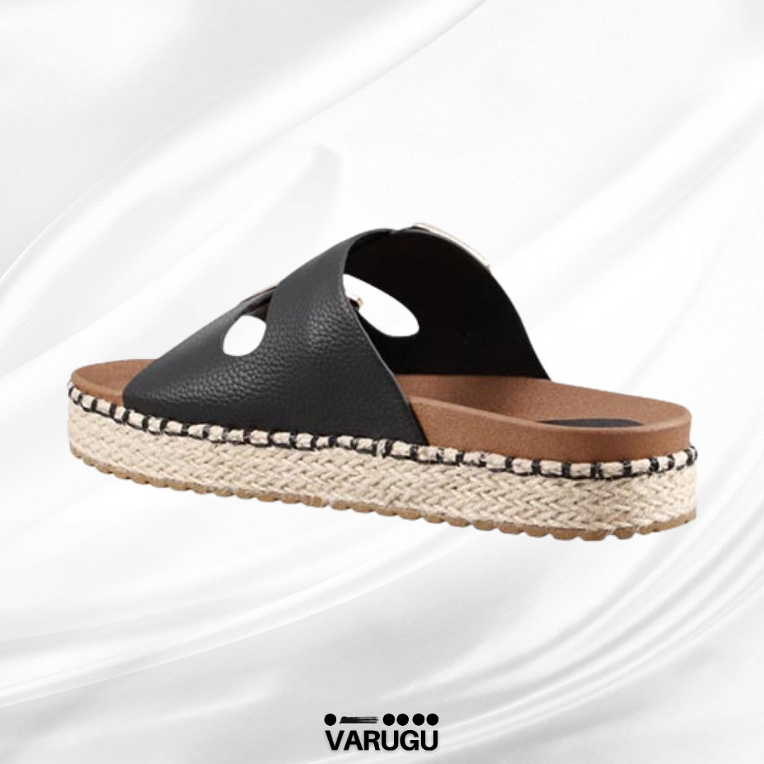 Sandalias color negro con doble hebilla