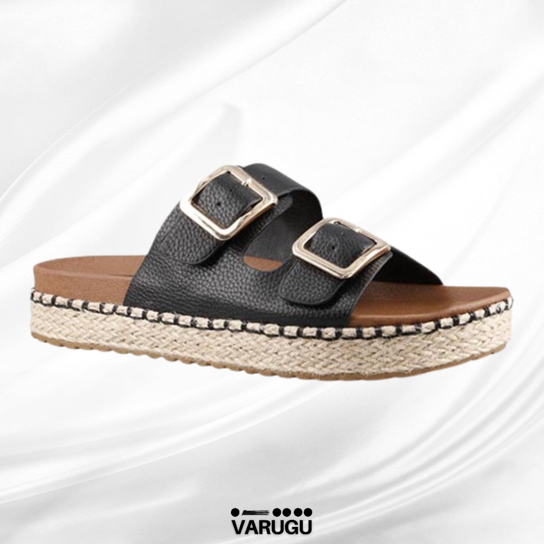 Sandalias color negro con doble hebilla