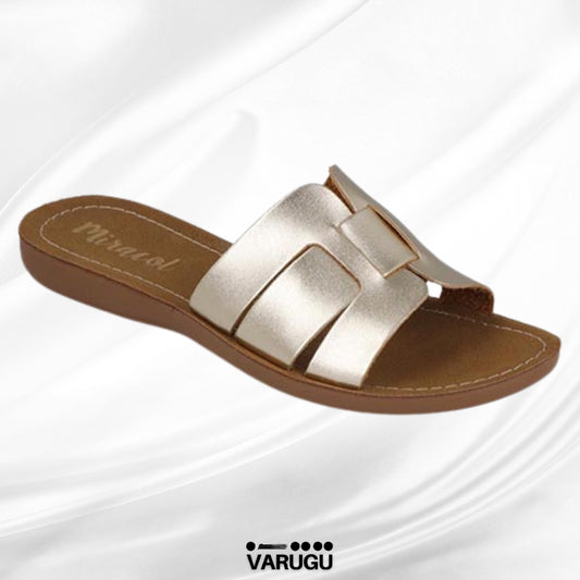 Sandalias con diseño trenzado de color oro ingles