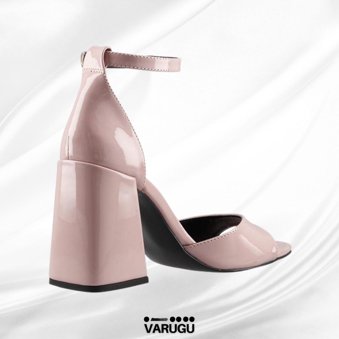 Zapatillas altas rosa con pulsera tacón grueso
