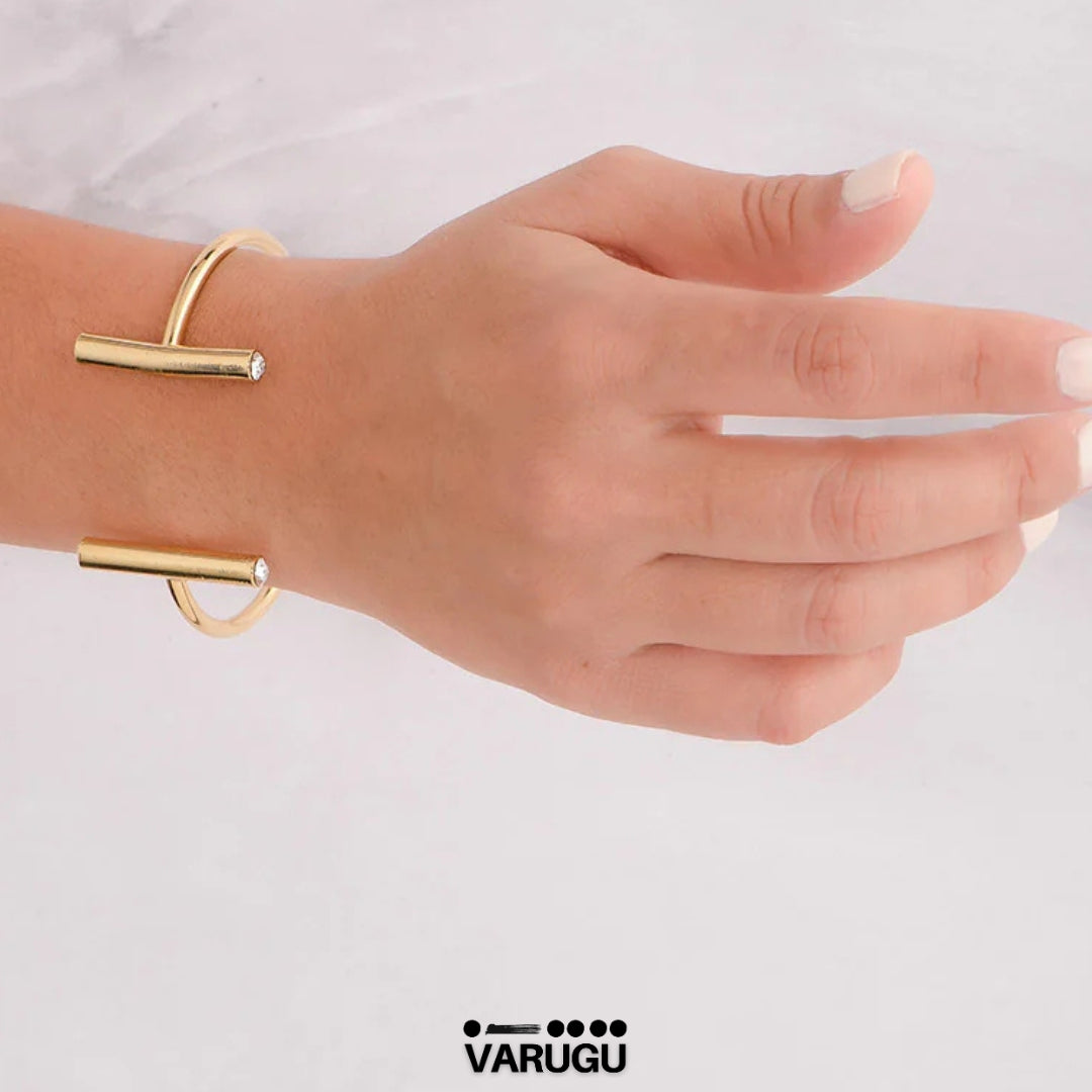 Pulsera ajustable baño de oro con piedra cristal