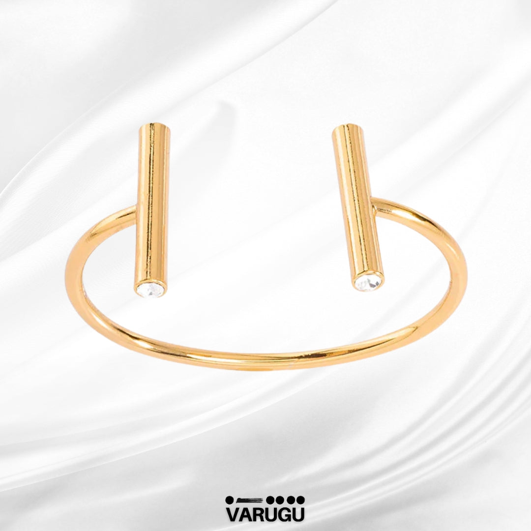 Pulsera ajustable baño de oro con piedra cristal