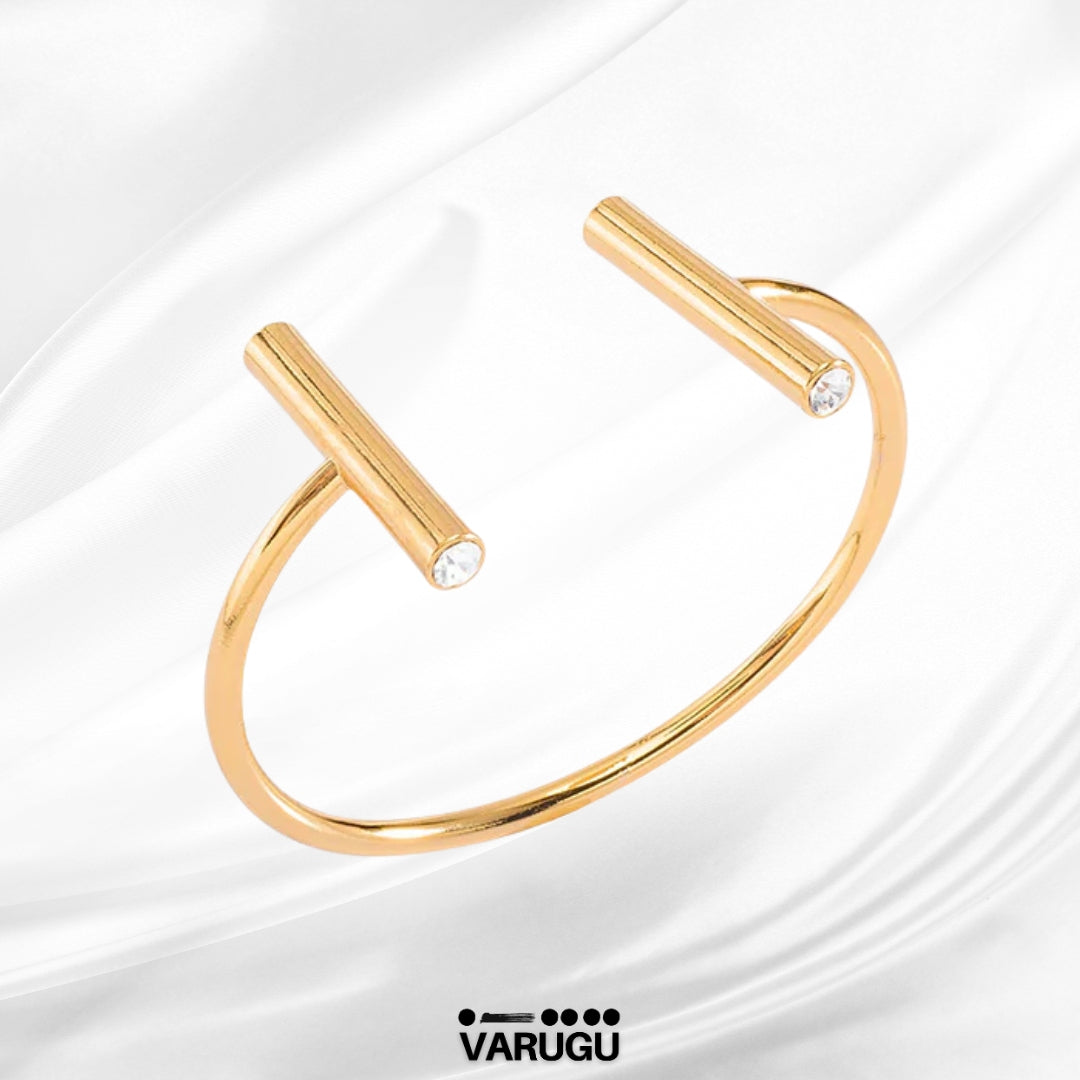 Pulsera ajustable baño de oro con piedra cristal