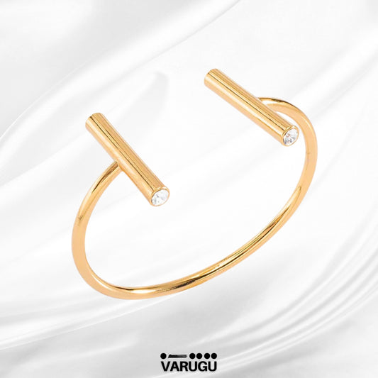 Pulsera ajustable baño de oro con piedra cristal