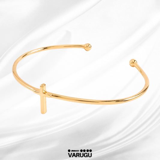 Pulsera de cruz baño de oro