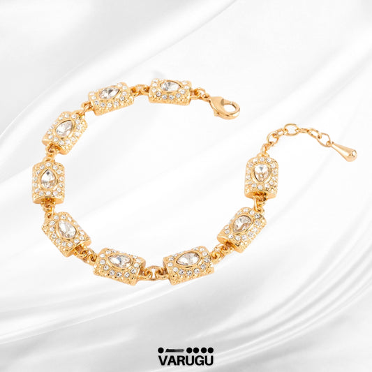Pulsera baño de oro con cristales