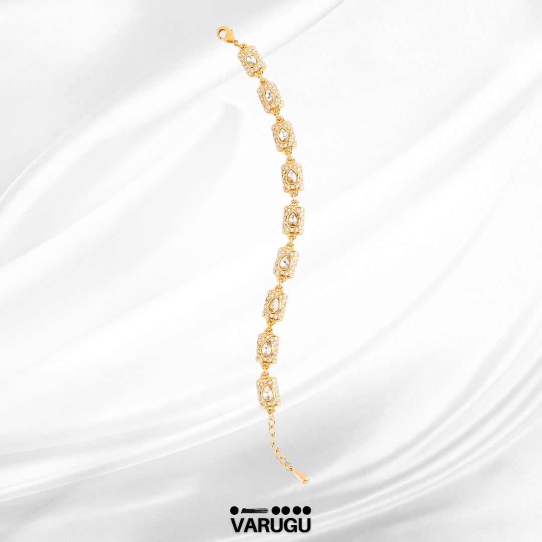 Pulsera baño de oro con cristales