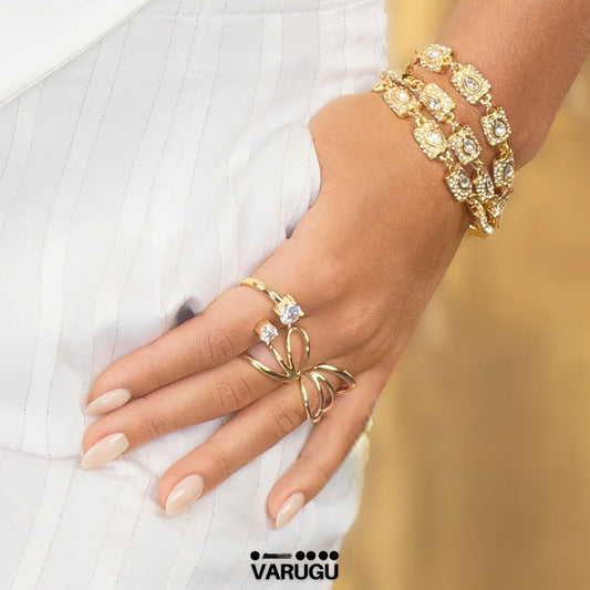 Pulsera baño de oro con cristales