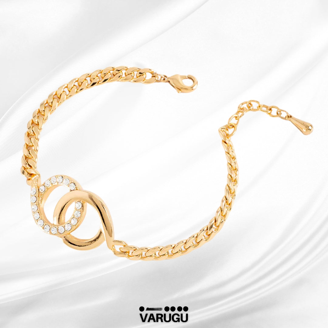 Pulsera fina con cristales baño de oro