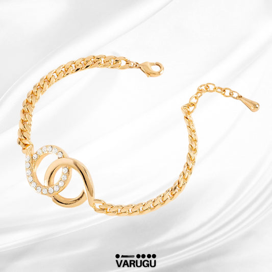 Pulsera fina con cristales baño de oro