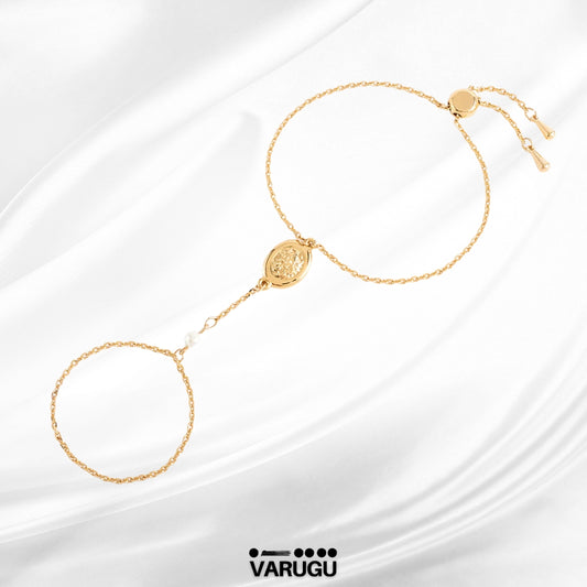 Pulsera baño de oro con diseño de esclava y perla