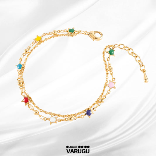 Pulsera con estrellas colores baño de oro