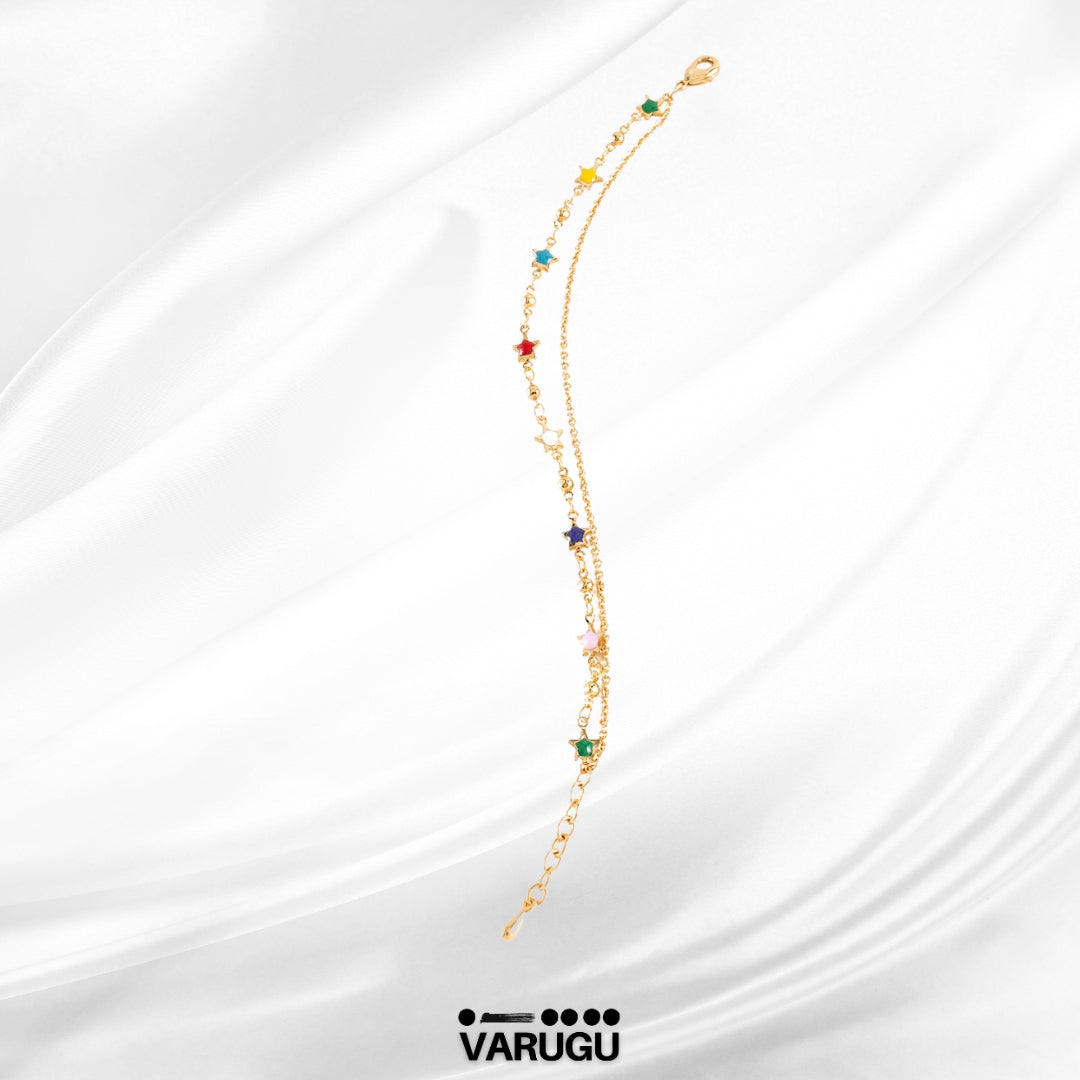 Pulsera con estrellas colores baño de oro