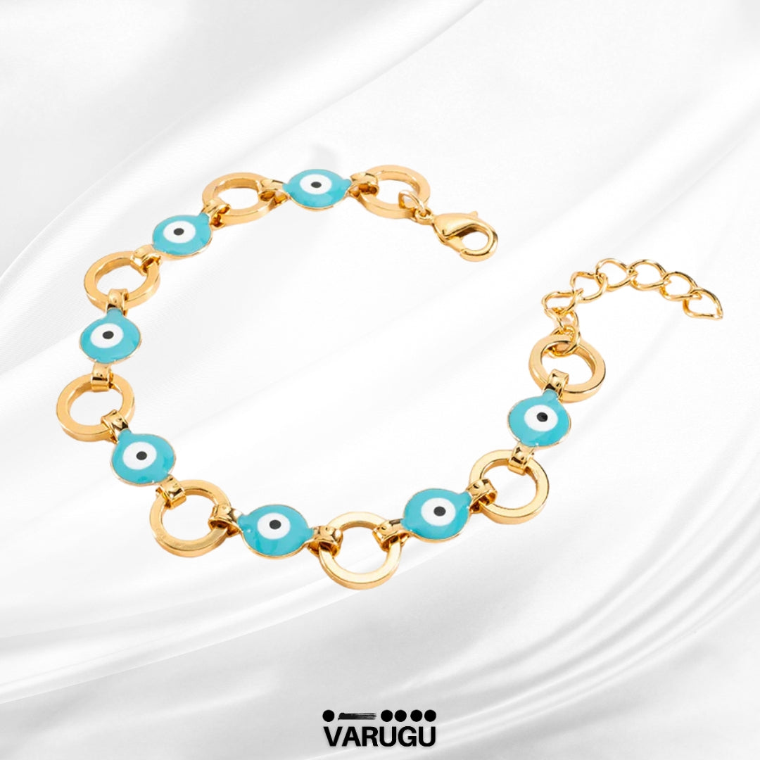 Pulsera con ojitos turcos baño de oro
