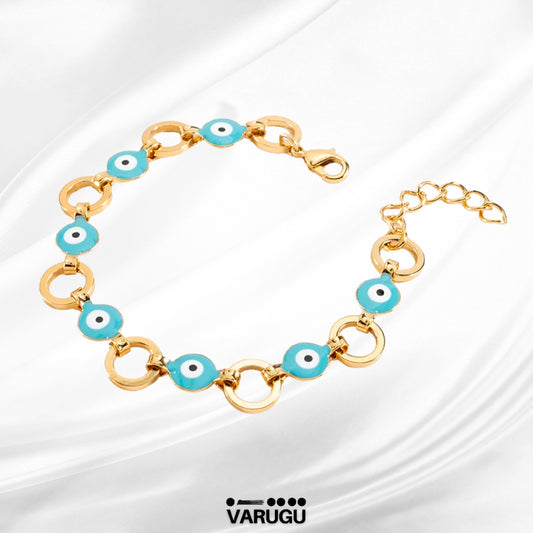 Pulsera con ojitos turcos baño de oro