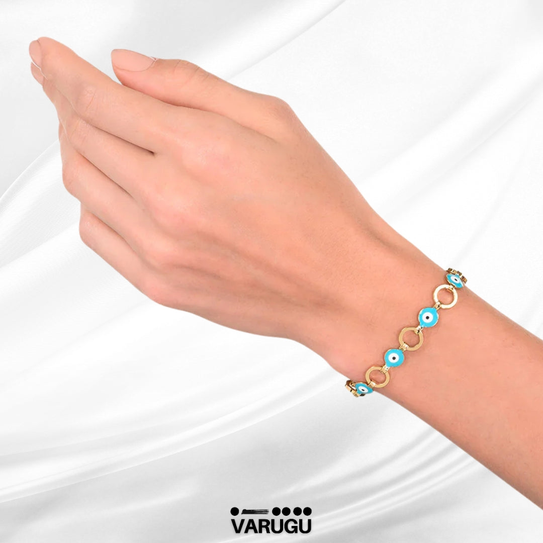 Pulsera con ojitos turcos baño de oro