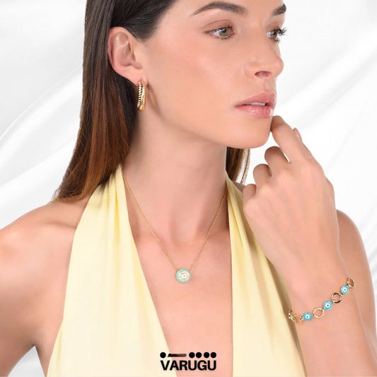 Pulsera con ojitos turcos baño de oro