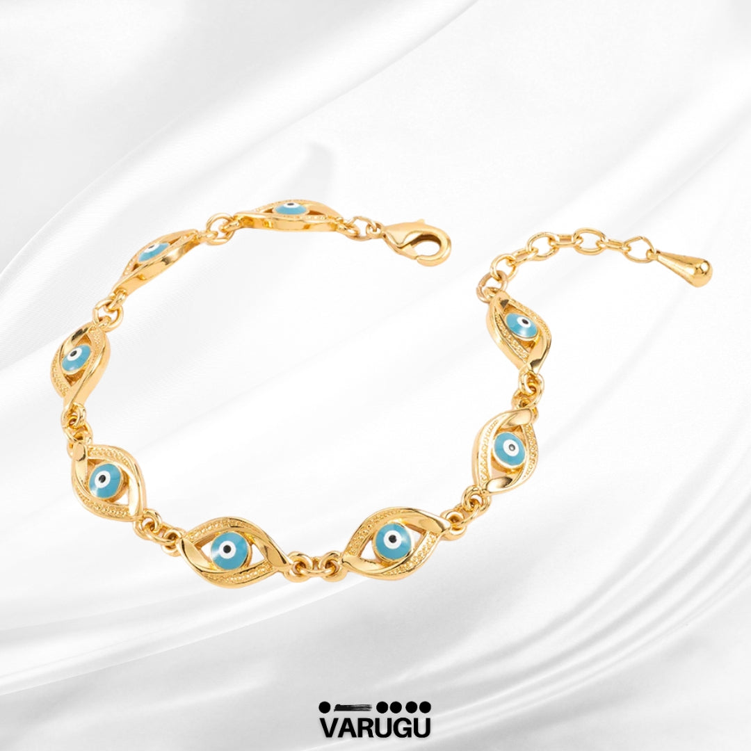 Pulsera con ojo turco azul baño de oro