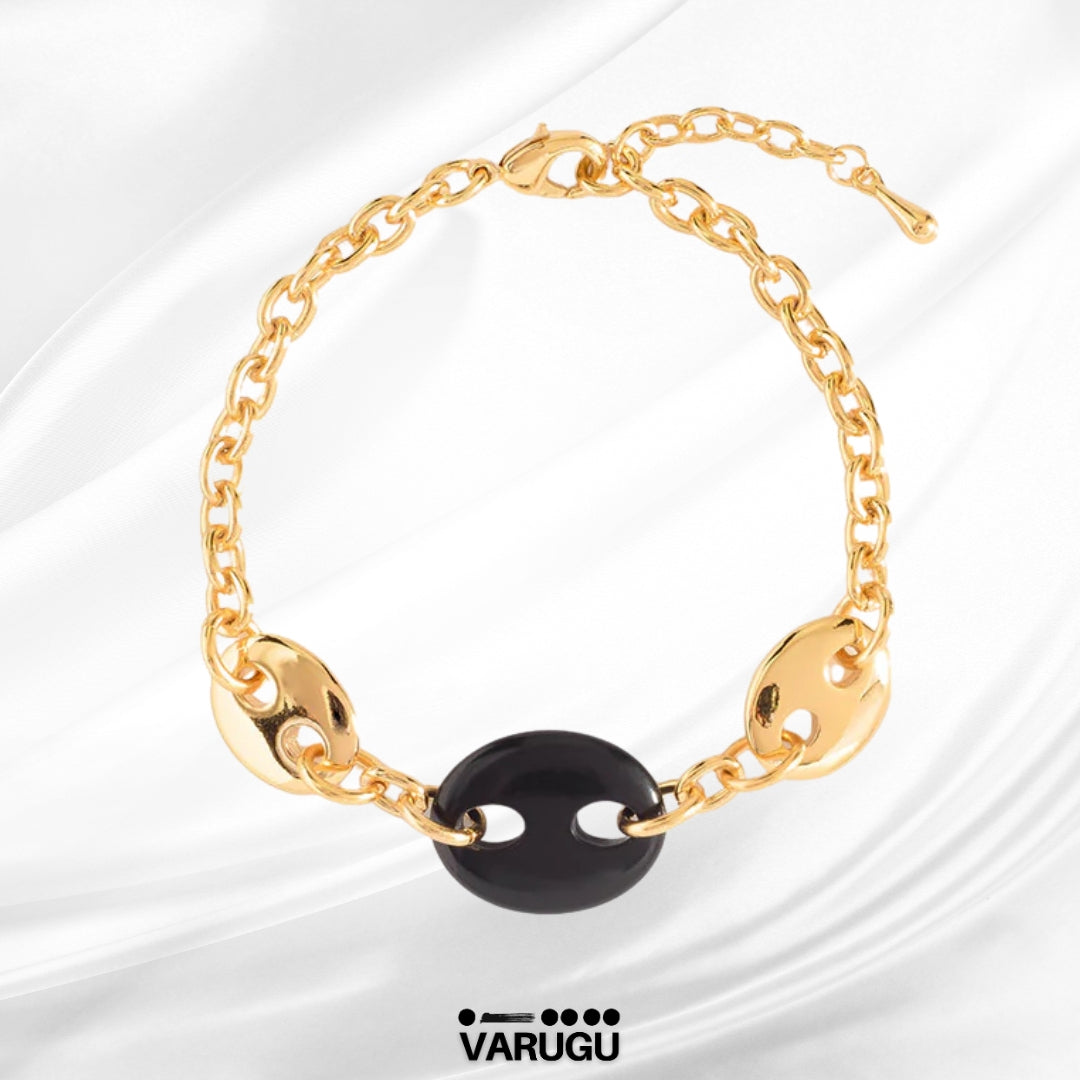 Pulsera con negro baño de oro