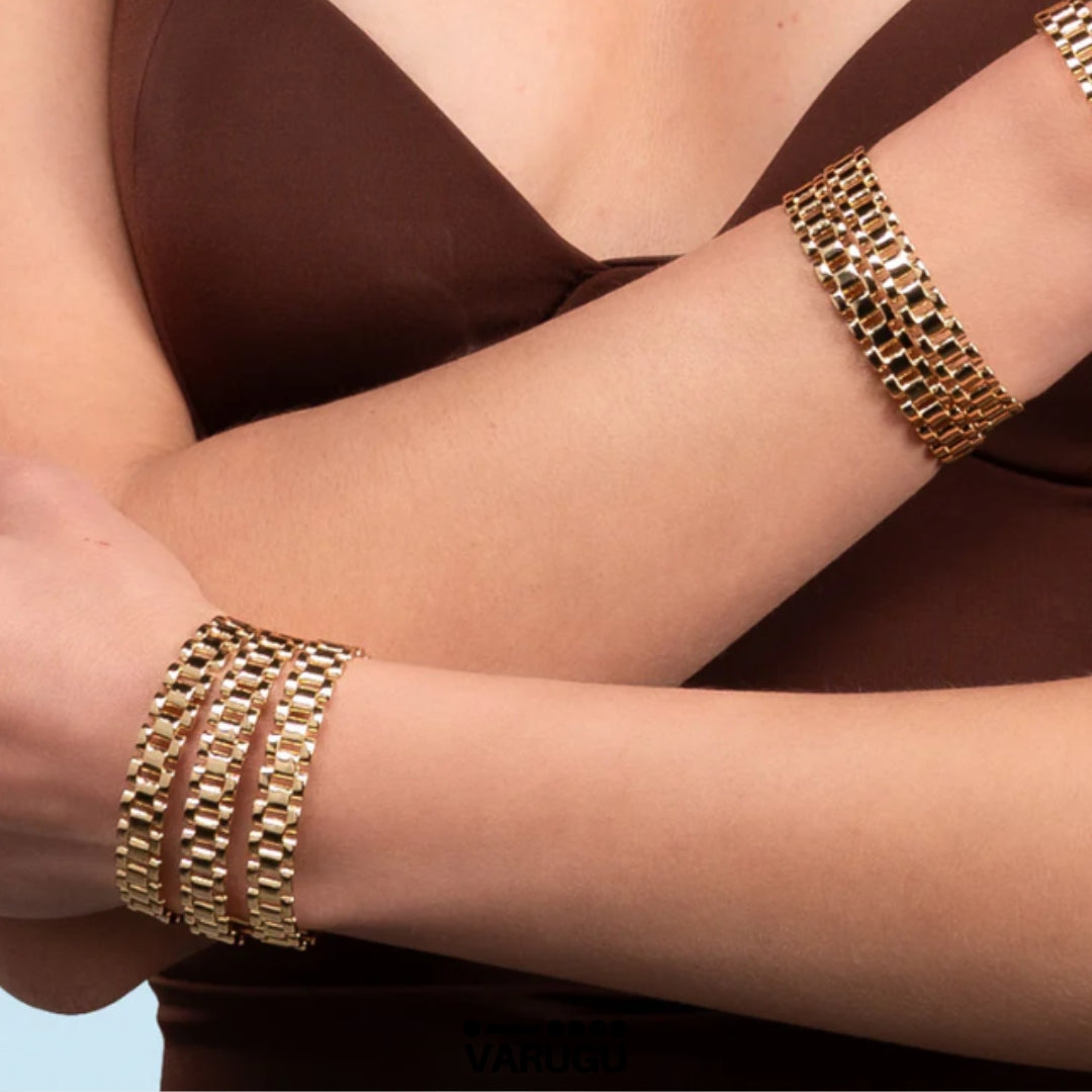 Pulsera rígida en baño de oro