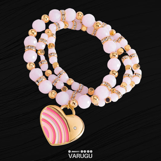 Set 3  Pulseras corazones rosa Paris Hilton By NICE