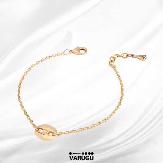Pulsera con medalla circular en baño de oro
