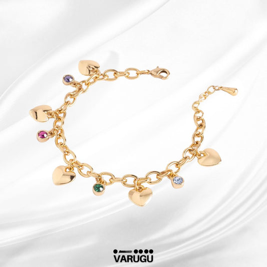 Pulsera con corazones en baño de oro