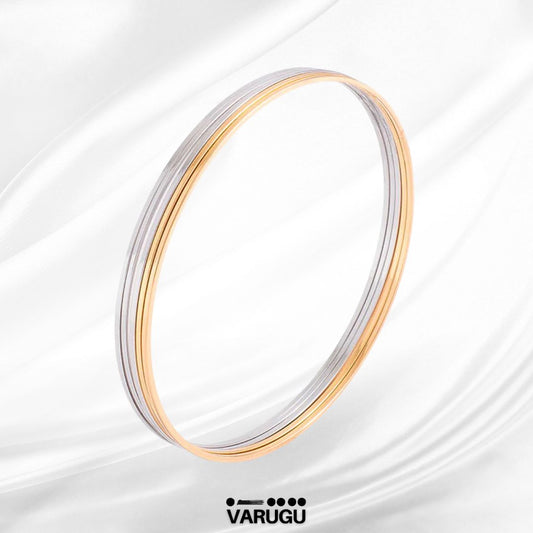 Pulsera bitono minimalista en baño de oro y rodio