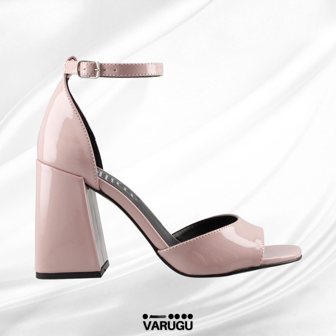 Zapatillas altas rosa con pulsera tacón grueso