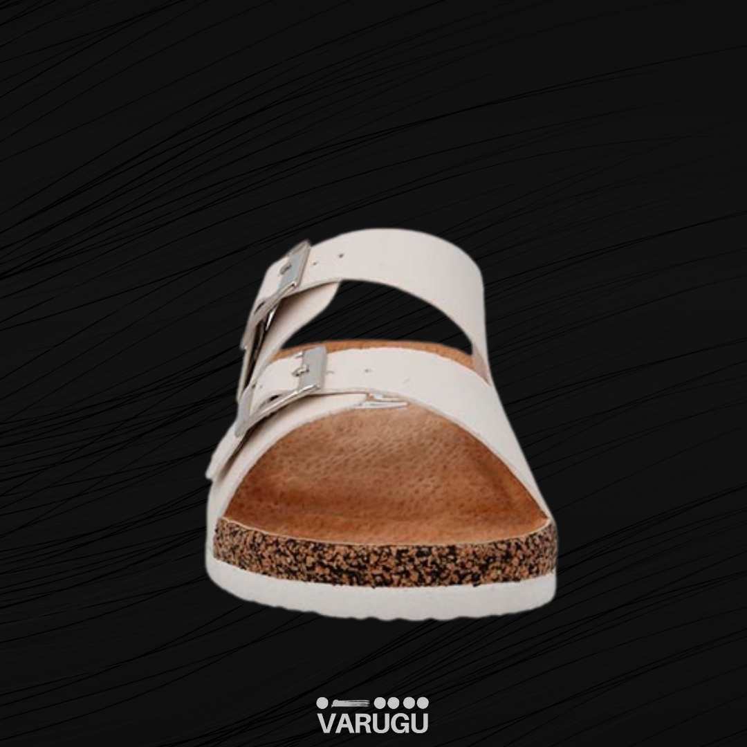 Sandalias blancas de suela de corcho para dama