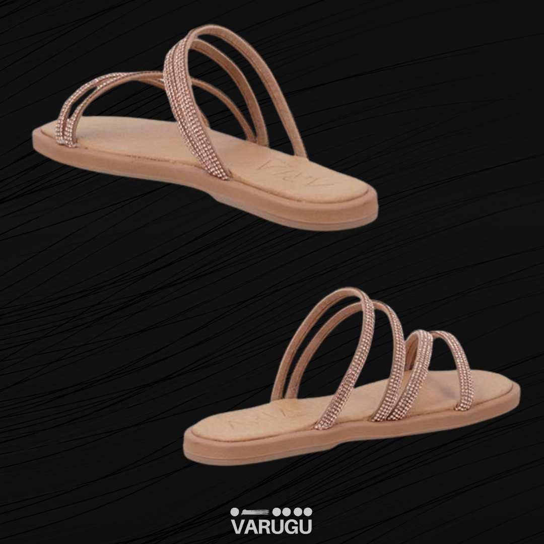 Sandalias de tiras doradas brillosas para dama