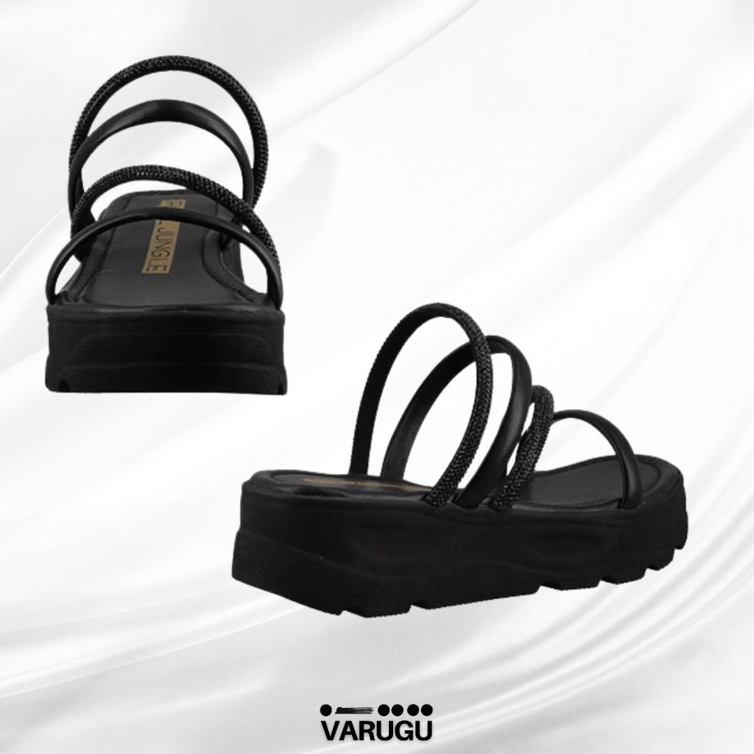 Sandalias negras de plataforma con tiras