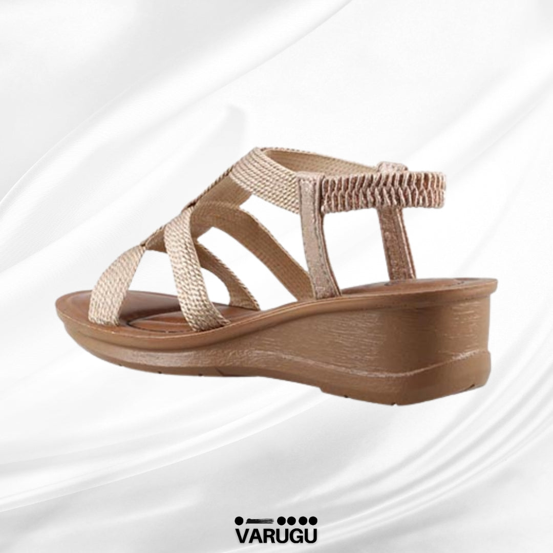 Sandalias con acabado textil color bronce