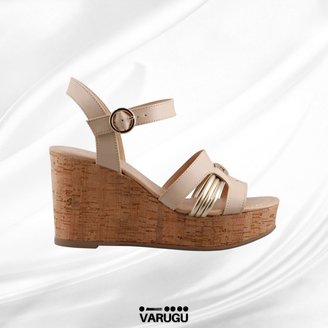 Zapatilla tacón corrido beige