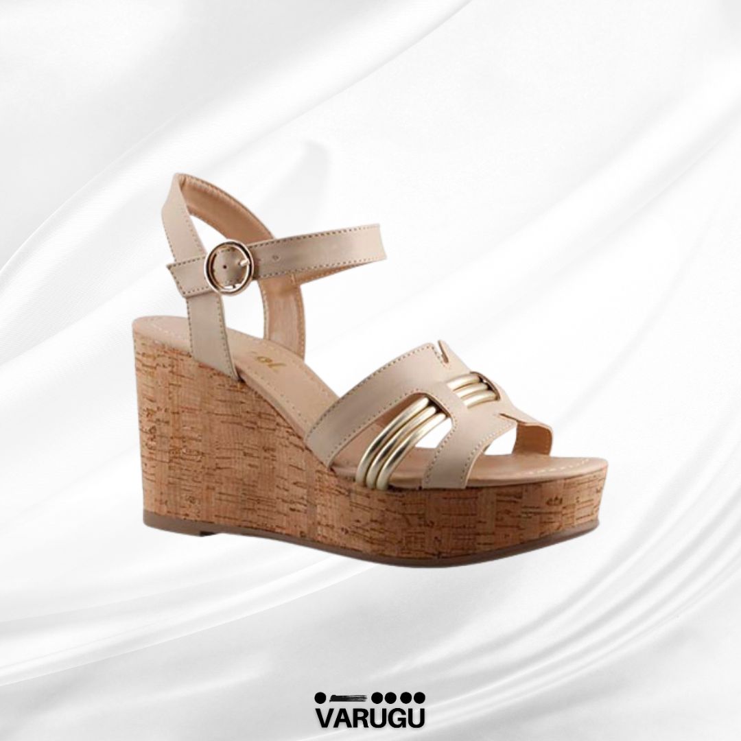 Zapatilla tacón corrido beige