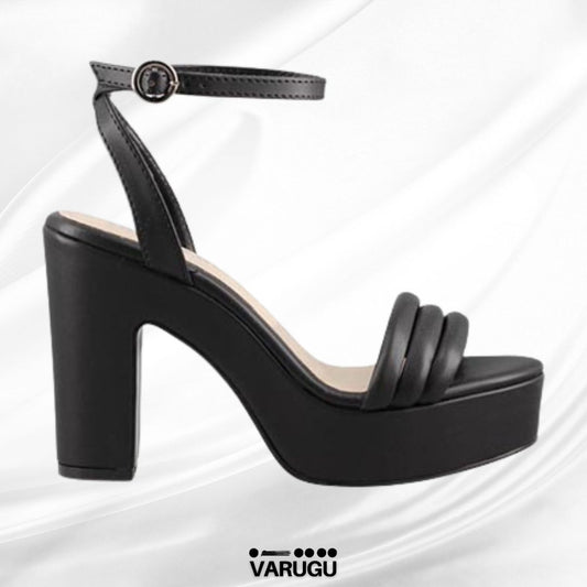 Zapatillas elegantes negras con cinto