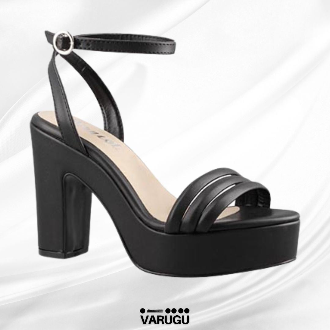 Zapatillas elegantes negras con cinto