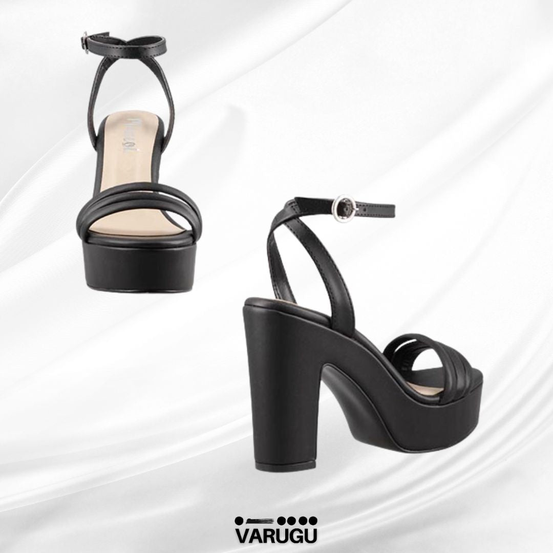Zapatillas elegantes negras con cinto