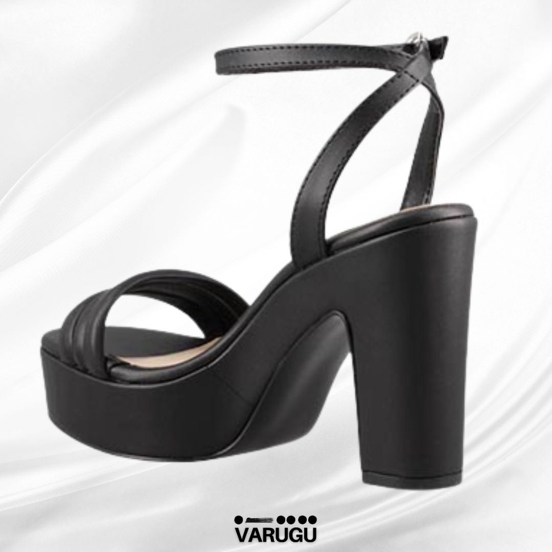 Zapatillas elegantes negras con cinto