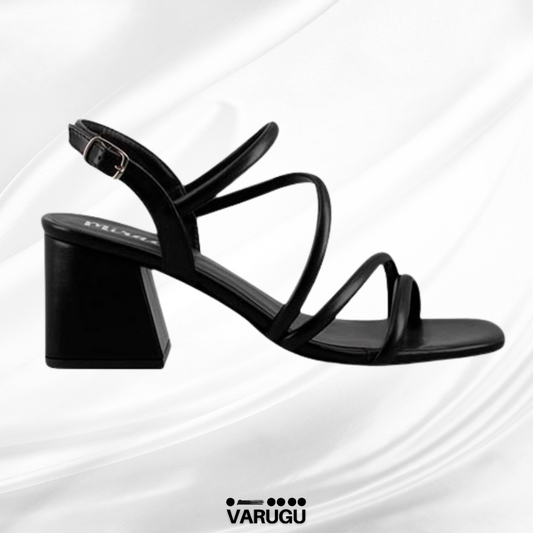 Zapatillas negras con tacón, casuales y elegantes