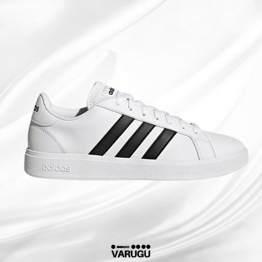Tenis ADIDAS blancos con franjas negras para dama