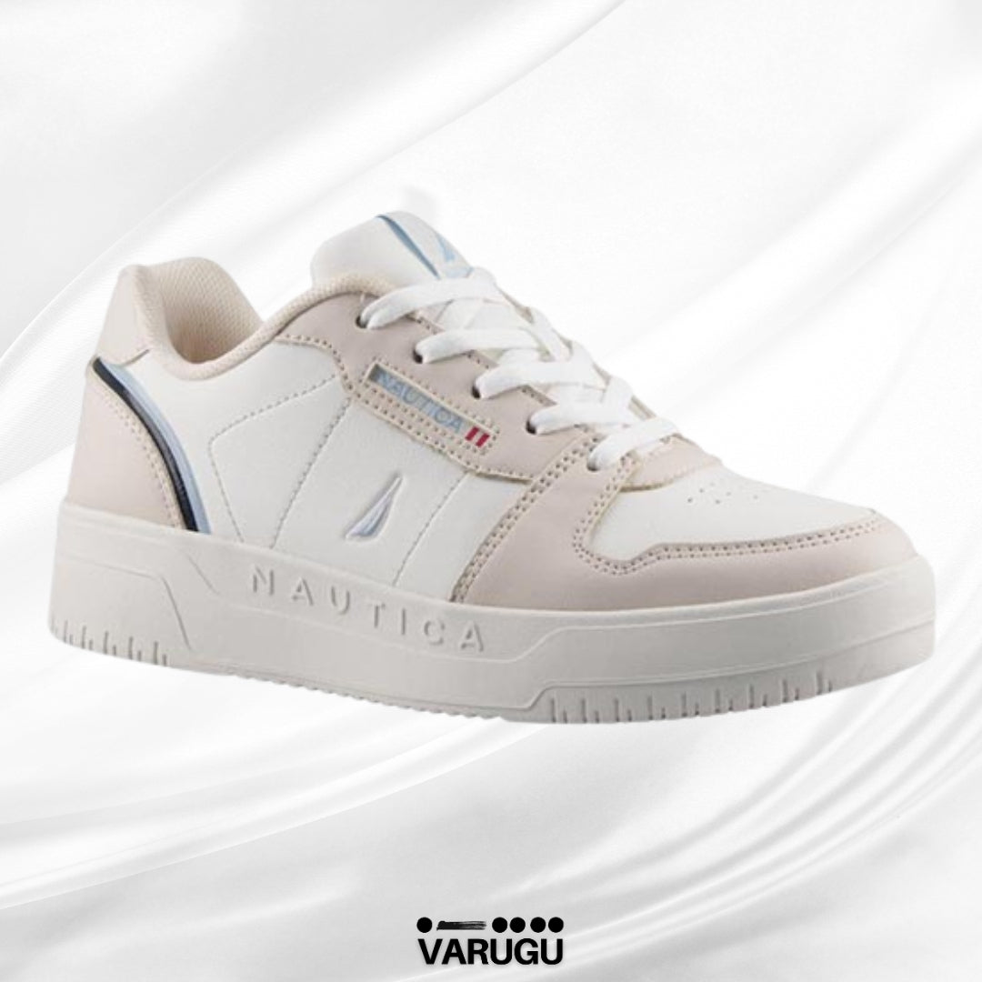Tenis NAUTICA beige con blancos mujer