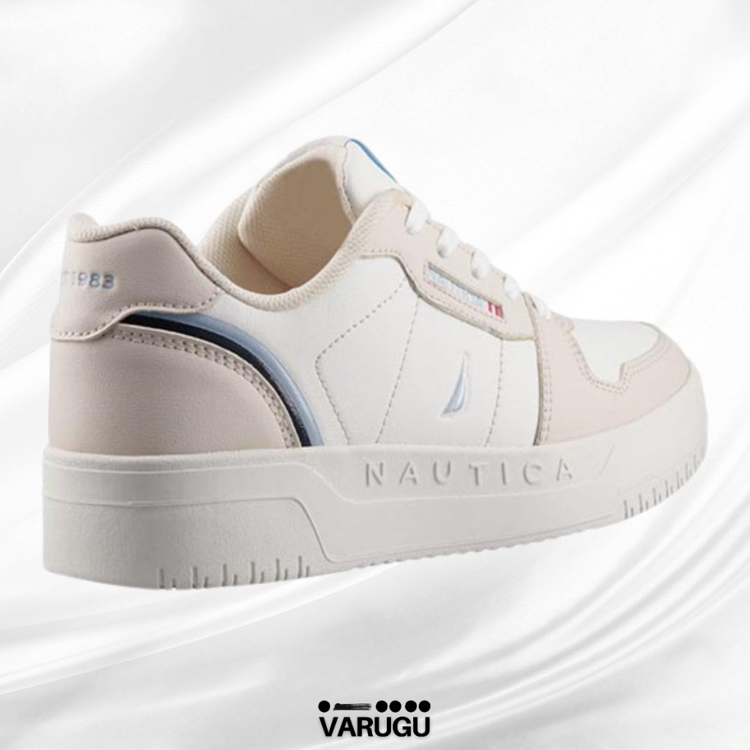 Tenis NAUTICA beige con blanco mujer