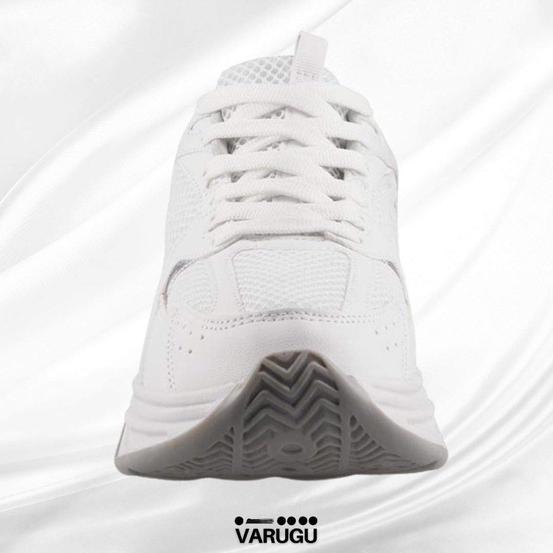 Tenis blancos con gris y toque plata mujer