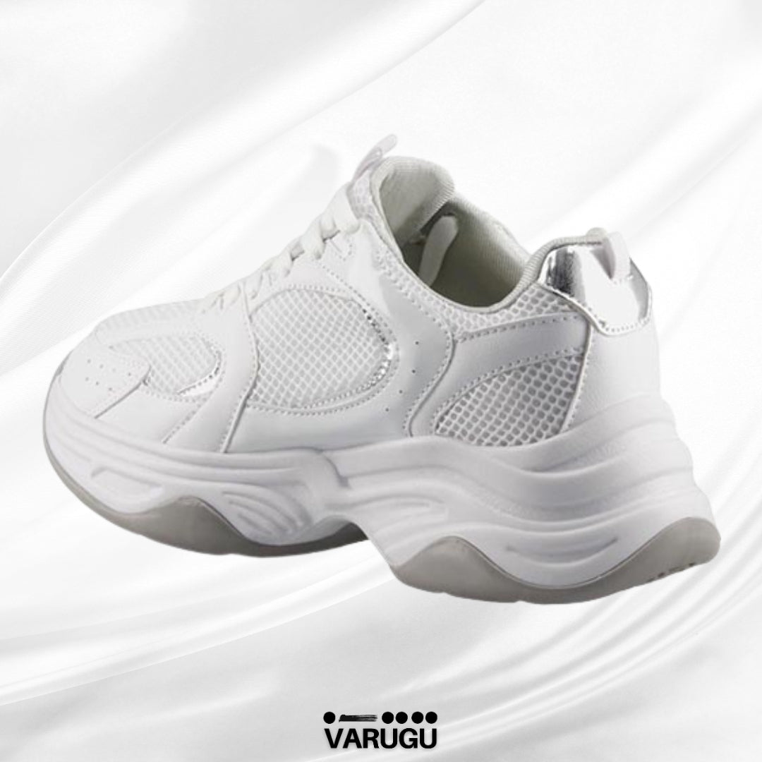 Tenis blancos con gris y toque plata mujer